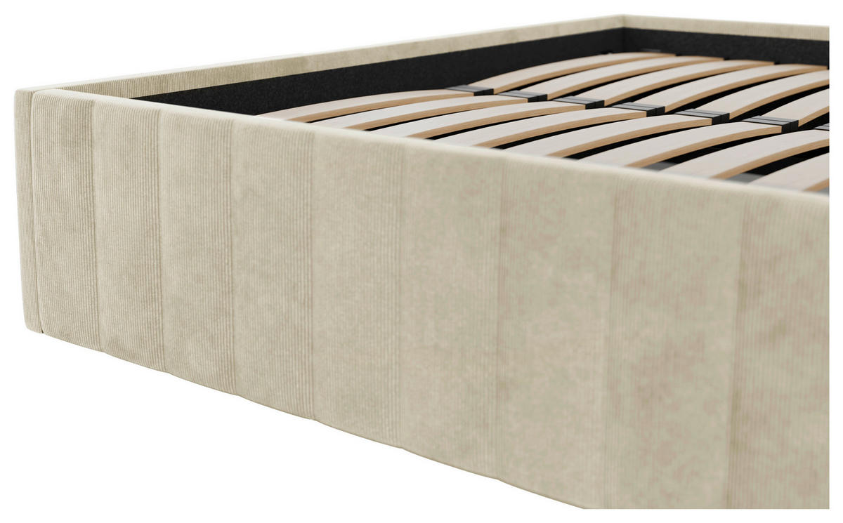POLSTERBETT Lattenrost, Bettkasten 180/200 cm  in Beige  - Beige/Schwarz, Design, Holz/Textil (180/200cm) - Boxxx