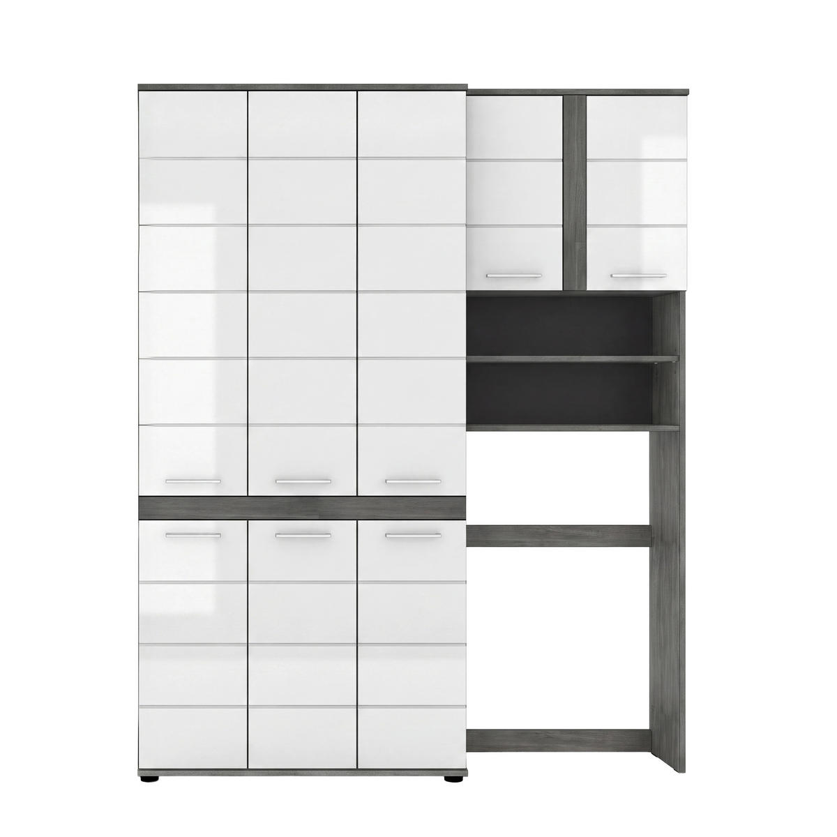 BADEZIMMER 2-teilig  in 153 cm  - Weiß Hochglanz/Silberfarben, Trend, Holzwerkstoff/Kunststoff (153cm) - MID.YOU