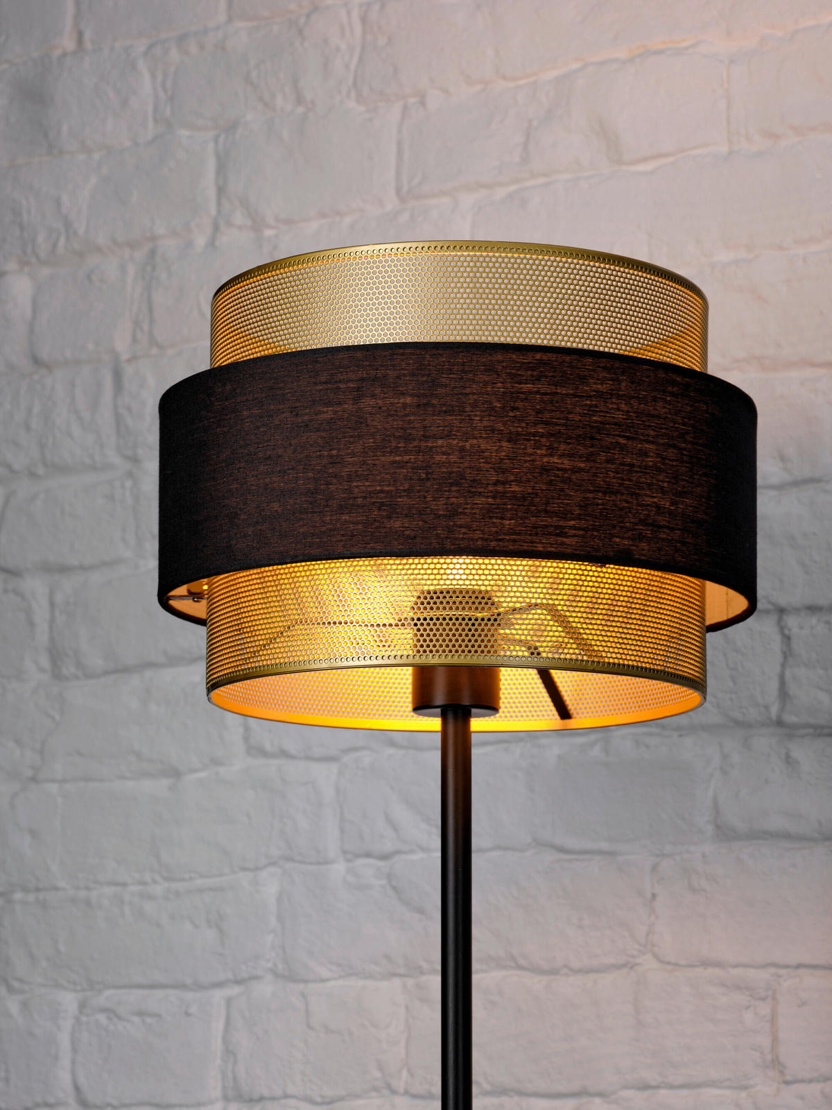 STEHLEUCHTE 30/175 cm   - Goldfarben/Schwarz, KONVENTIONELL, Textil/Metall (30/175cm) - Osram