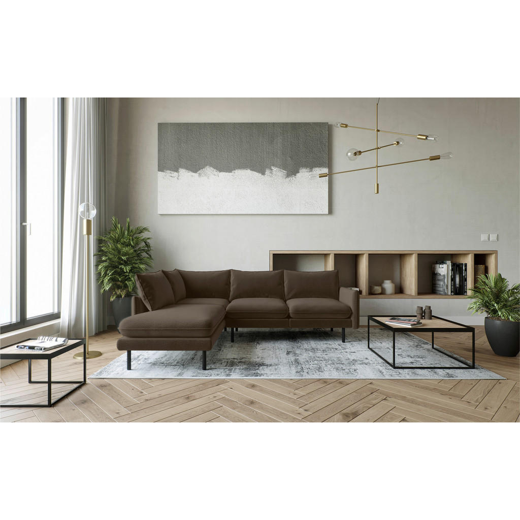 Thumbnail - Livetastic Ecksofa Samos, Braun, Textil, 4-Sitzer, Füllung: Daunen, Silikon, Ottomane links, L-Form, 267x204 cm, Made in...