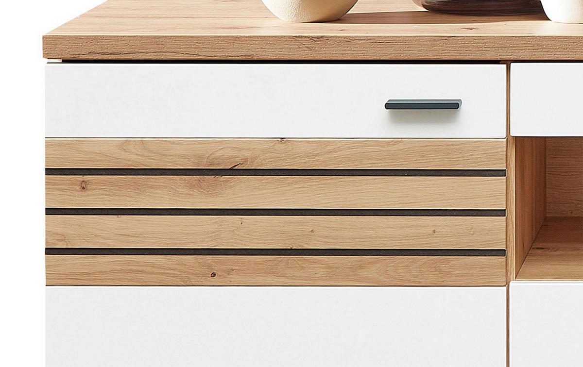 LOWBOARD Fresno  in 254/193/47 cm  - Weiss/Anthrazit, Design, Glas/Holzwerkstoff (254/193/47cm) - Livetastic