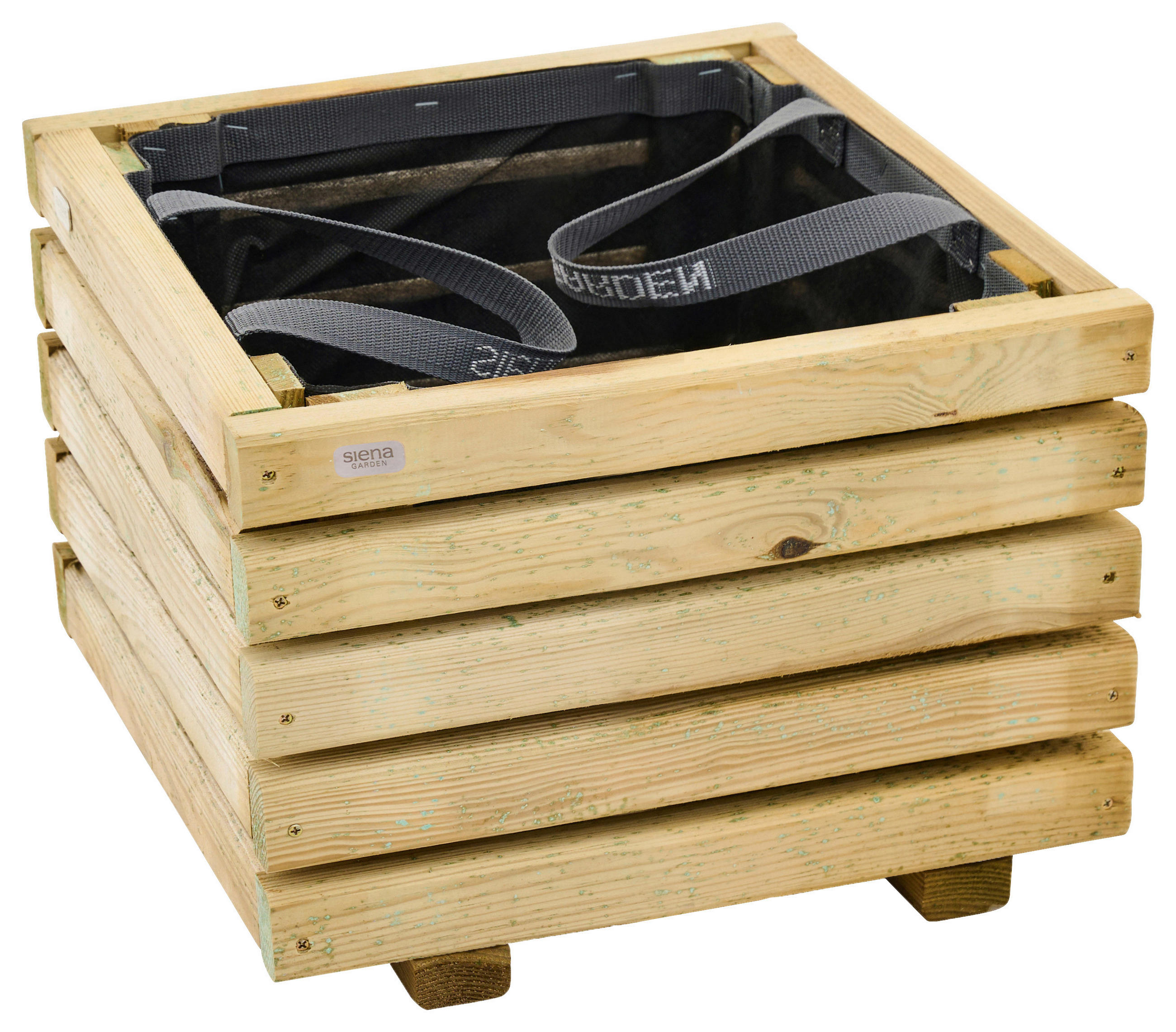 BLUMENKASTEN  - Schwarz/Kieferfarben, Basics, Holz/Textil (40/40/40cm) - Siena Garden