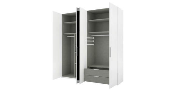 DREHTÜRENSCHRANK 200/223/62 cm 4-türig Weiß - Alufarben/Weiß, KONVENTIONELL, Glas/Holzwerkstoff (200/223/62cm) - Novel