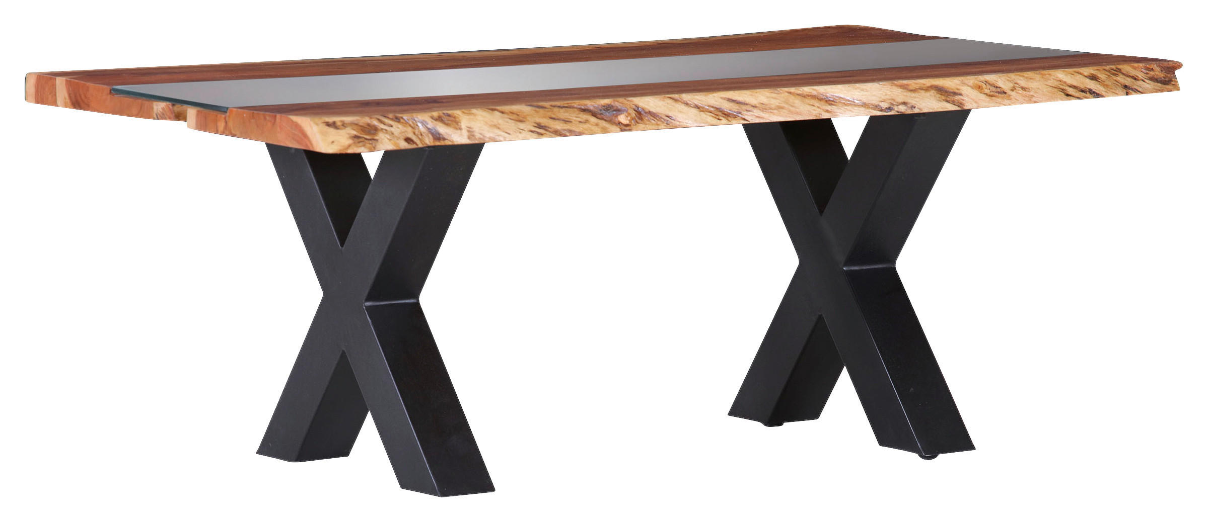 Masă din lemn, metal, 180/100/78 cm,   - culoare natur/negru, Konventionell, lemn/metal (180/100/78cm) - Hom`in