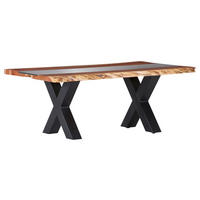 Masă din lemn, metal, 180/100/78 cm,   - culoare natur/negru, Konventionell, lemn/metal (180/100/78cm) - Hom`in