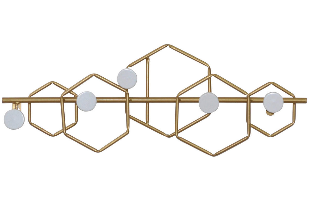 WANDGARDEROBE  in teilmassiv Goldfarben, Weiß  - Goldfarben/Weiß, Design, Holzwerkstoff/Metall (7/55/21cm) - MID.YOU