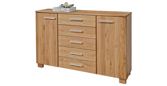KOMMODE Eiche teilmassiv Eichefarben - Eichefarben/Alufarben, KONVENTIONELL, Holz/Holzwerkstoff (141/92/41cm) - DIETER KNOLL