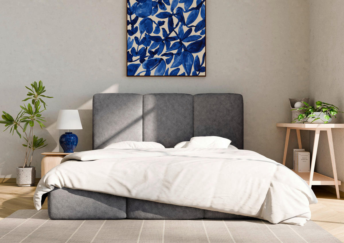 POLSTERBETT Lattenrost, Bettkasten 140/200 cm  in Graphitfarben  - Schwarz/Graphitfarben, Design, Holz/Textil (140/200cm) - Boxxx