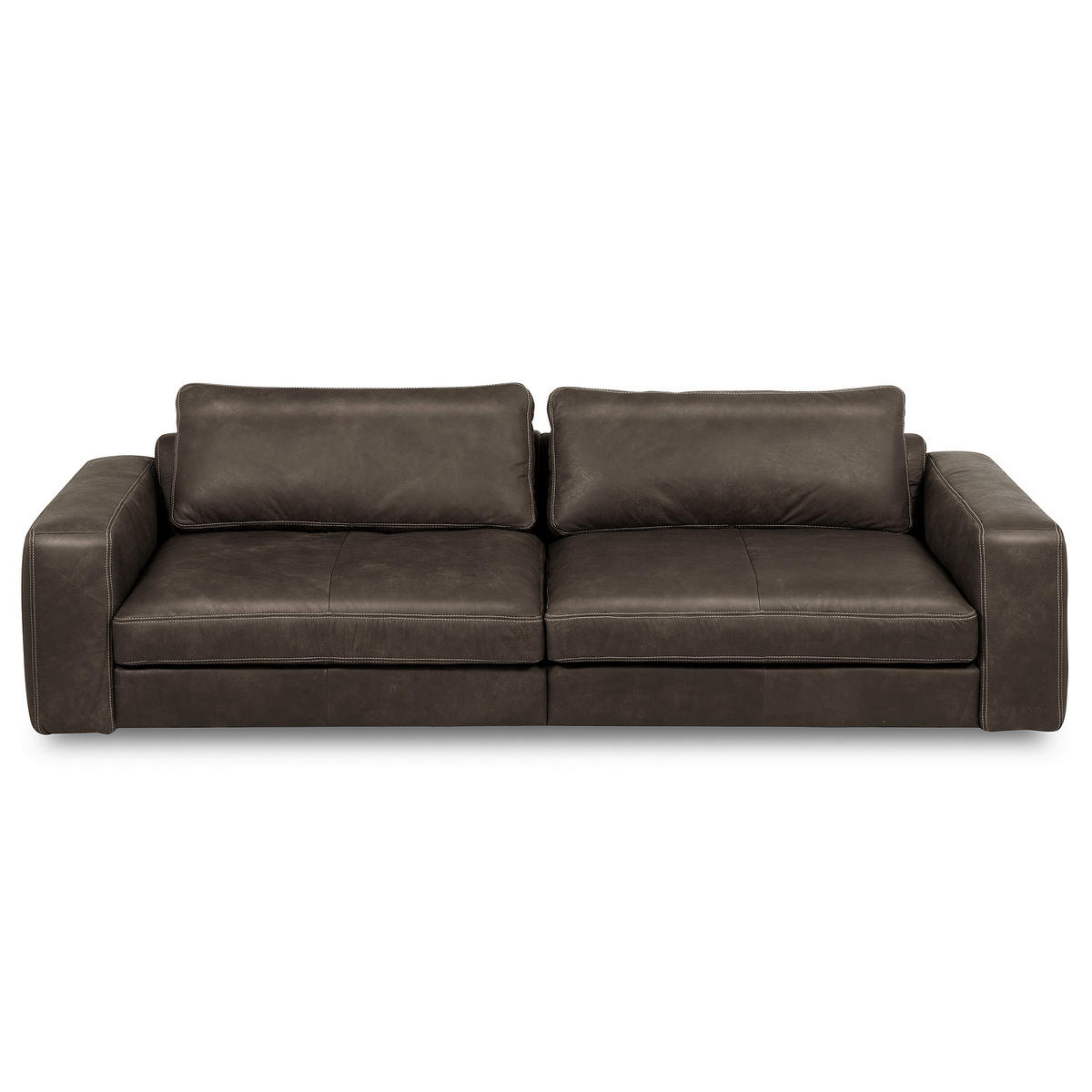 3-SITZER-SOFA  in Echtleder Fango   - Fango/Beige, Design, Leder/Kunststoff (300/85/123cm) - Livetastic