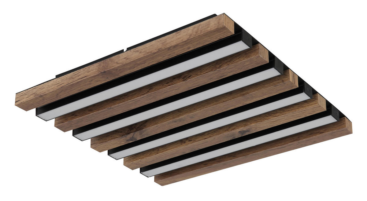 LED-DECKENLEUCHTE    30/30/5 cm  - Weiss/Dunkelbraun, Natur, Holzwerkstoff/Kunststoff (30/30/5cm) - Globo