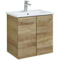 WASCHTISCHKOMBI 55 cm  - Chromfarben/Eichefarben, KONVENTIONELL, Keramik/Holzwerkstoff (55cm) - Xora