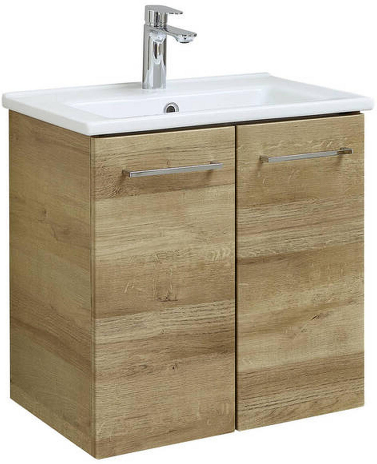 WASCHTISCHKOMBI 55 cm  - Chromfarben/Eichefarben, KONVENTIONELL, Keramik/Holzwerkstoff (55cm) - Xora