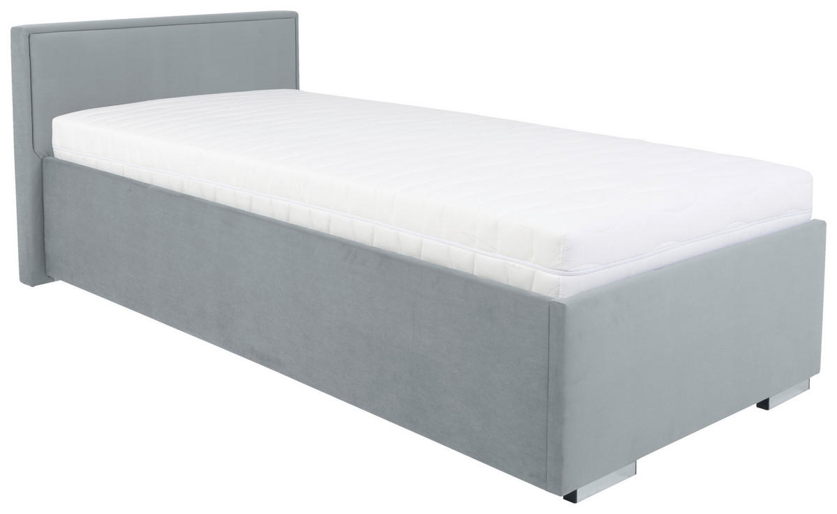 KÁRPITOZOTT ÁGY 90/200 cm  szürke  - króm/szürke, Modern, textil/fa (90/200cm) - MID.YOU