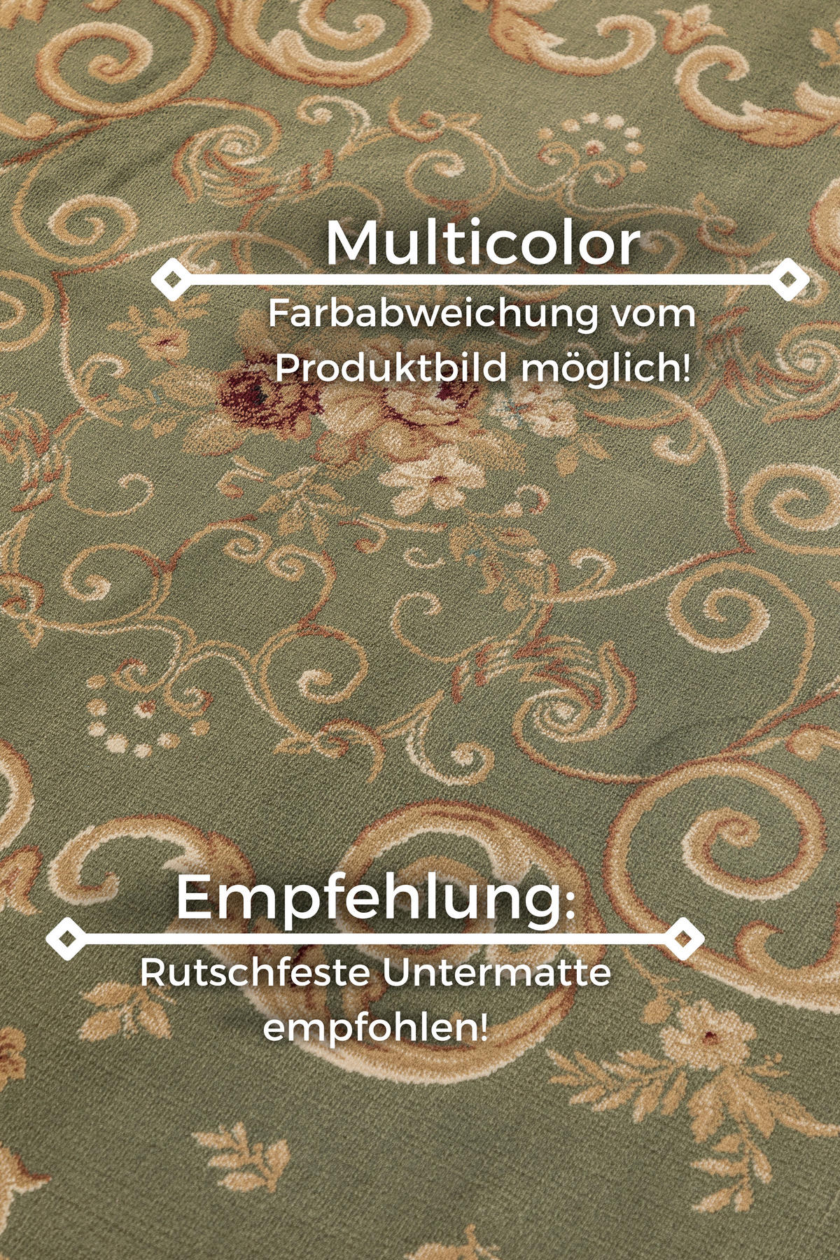VINTAGE-TEPPICH 80/120 cm Herat Creme, Olivgrün  - Creme/Olivgrün, Basics, Kunststoff/Textil (80/120cm)