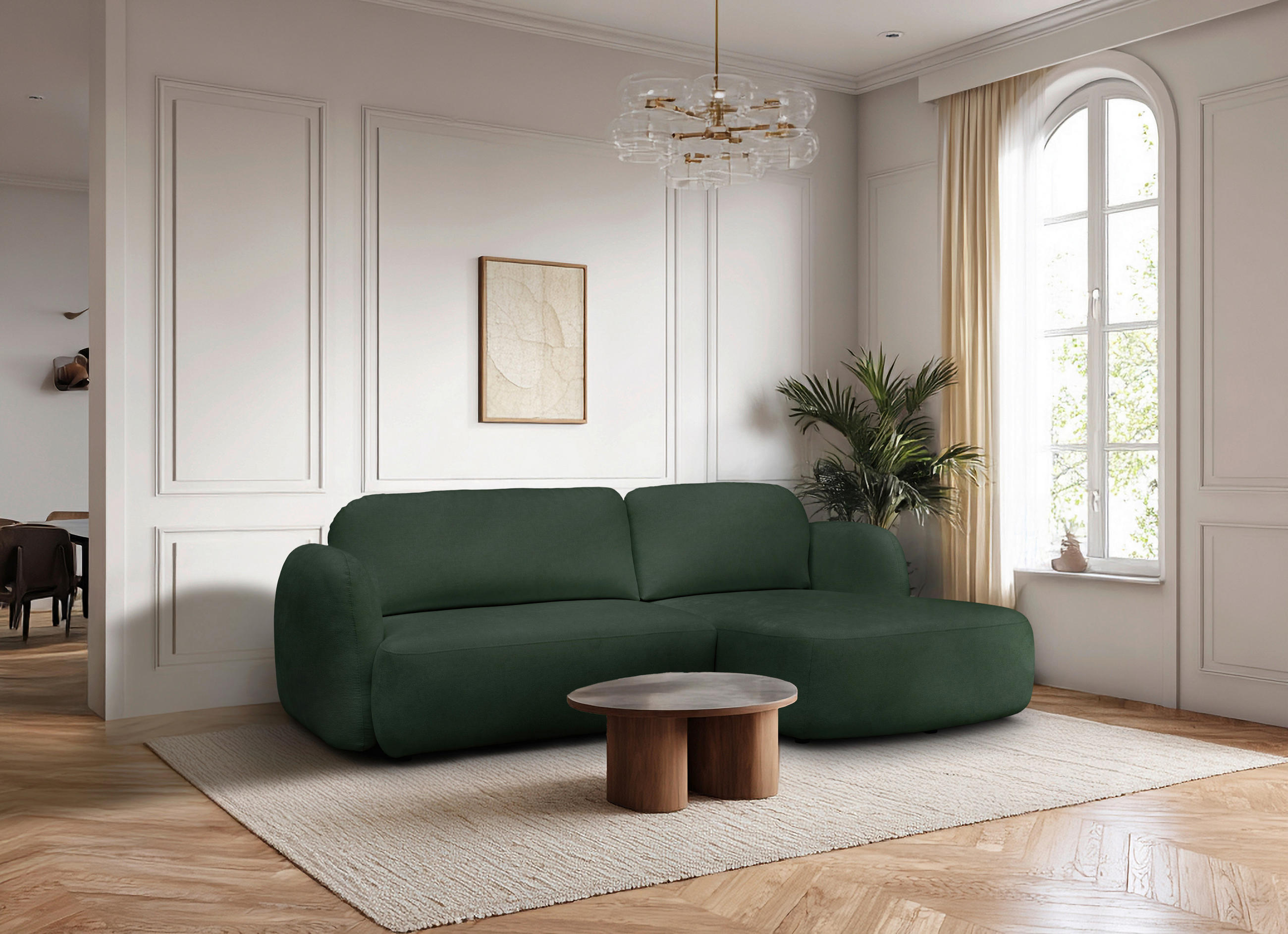 ECKSOFA VELU Grün Chenille  - Schwarz/Grün, Design, Textil (270/175cm) - MID.YOU