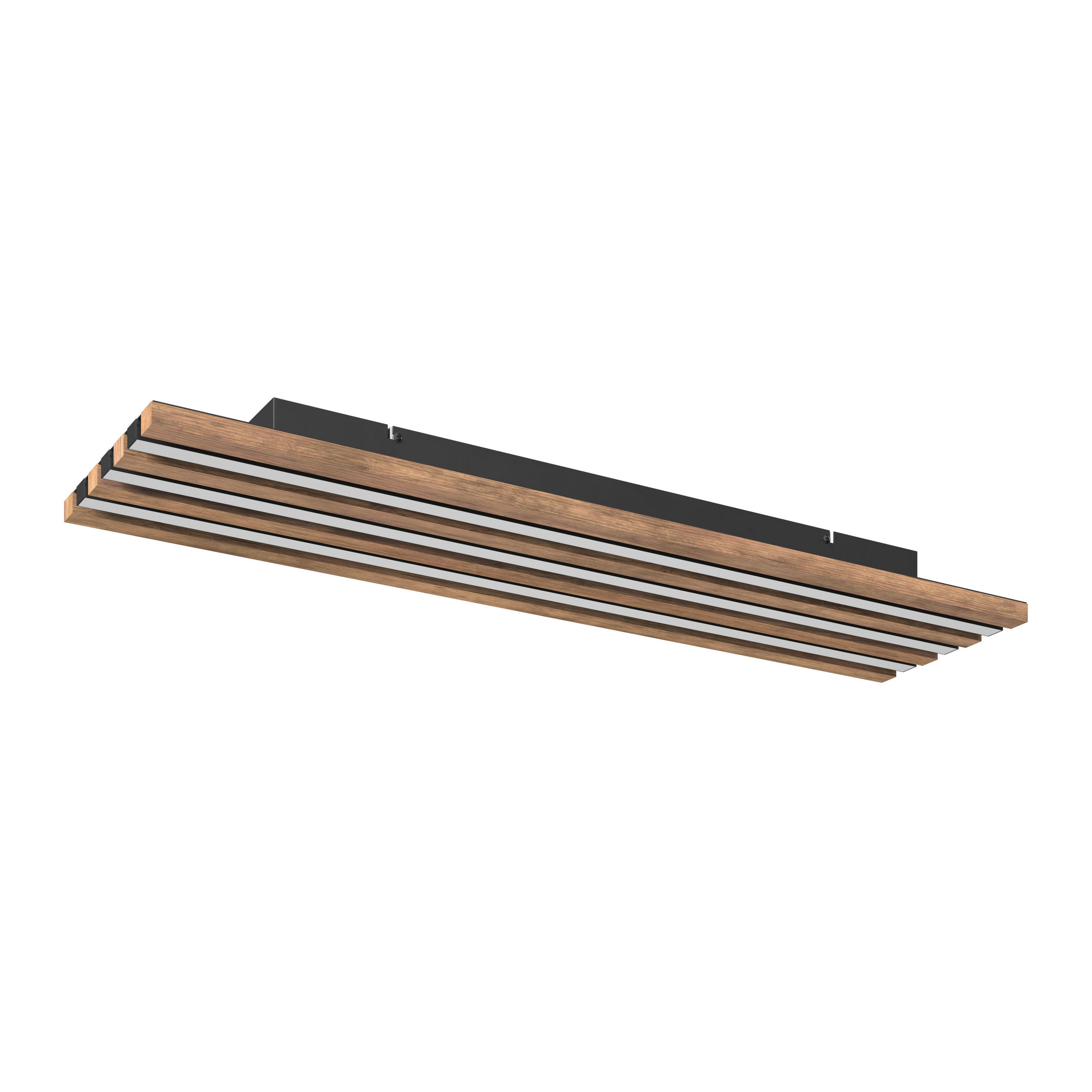 LED-DECKENLEUCHTE Hayden 80/20/5 cm   - Dunkelbraun/Schwarz, Natur, Holzwerkstoff/Kunststoff (80/20/5cm) - Globo