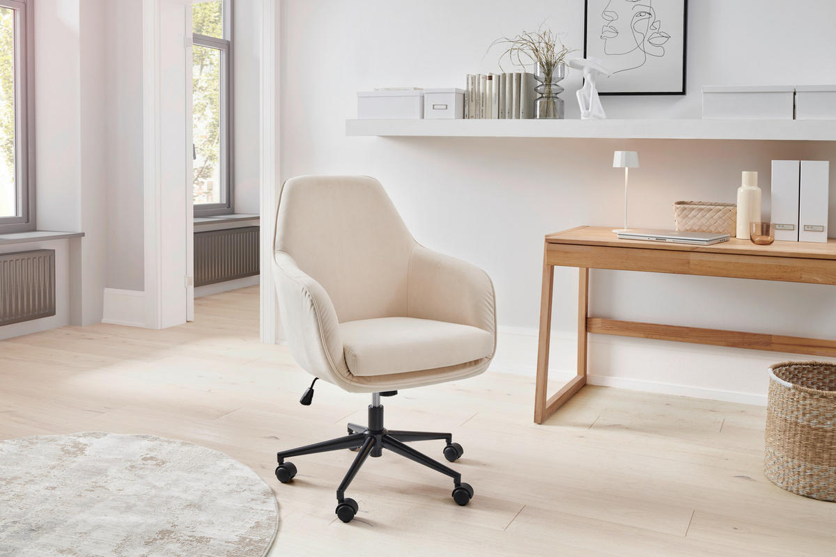 DREHSTUHL  in Cord Beige  - Beige/Schwarz, Lifestyle, Kunststoff/Textil (63/93-98/71cm) - Livetastic