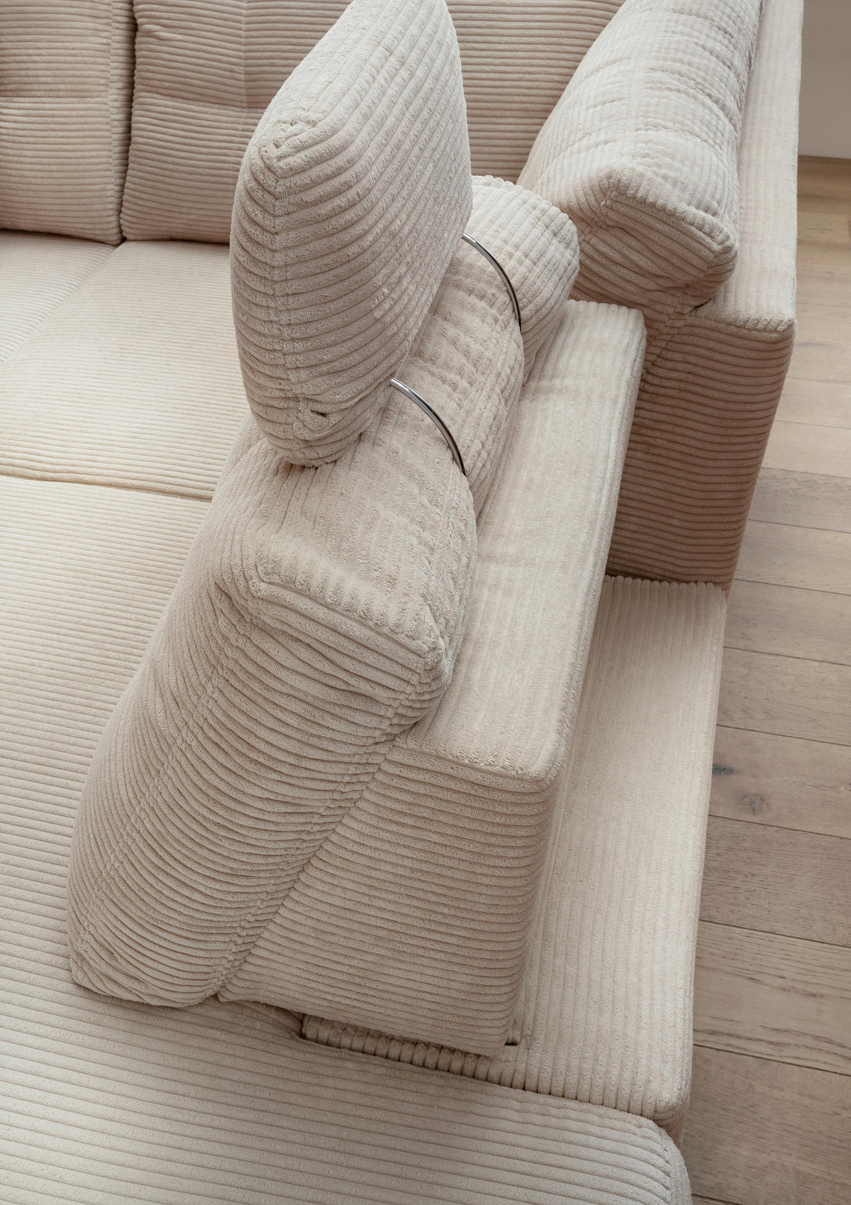 ECKSOFA in Cord Beige  - Beige/Naturfarben, Modern, Holz/Textil (274/206cm) - Livetastic