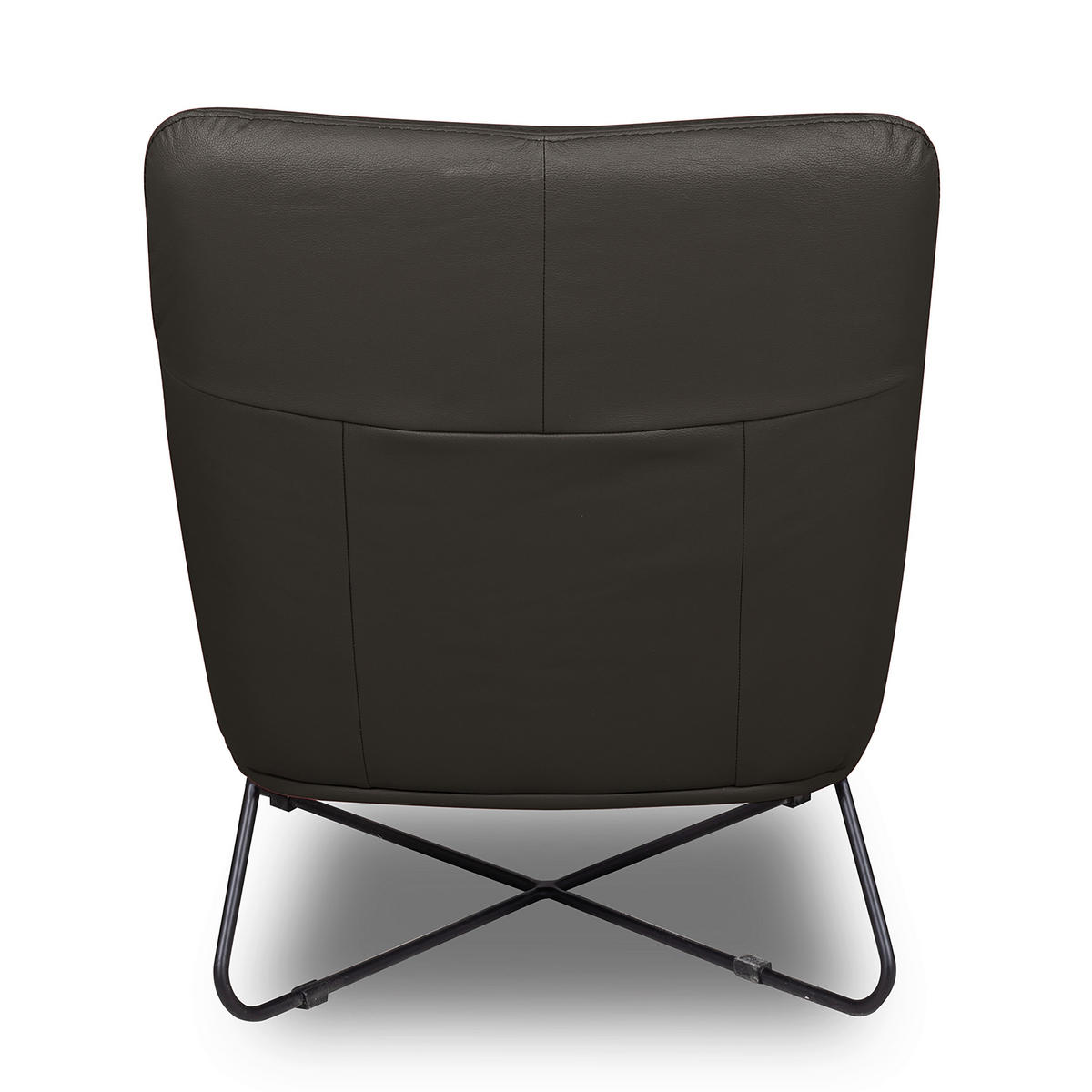 SESSEL Echtleder Dunkelbraun  - Dunkelbraun/Schwarz, Design, Leder/Metall (67/87/74cm) - Livetastic