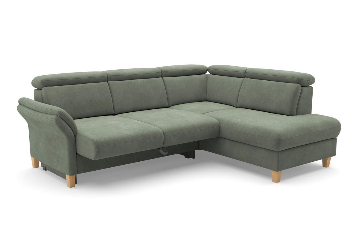 ECKSOFA GLENDALE E Dunkelgrün Flachgewebe  - Dunkelgrün/Eichefarben, KONVENTIONELL, Holz/Textil (247/193cm) - Sit & More