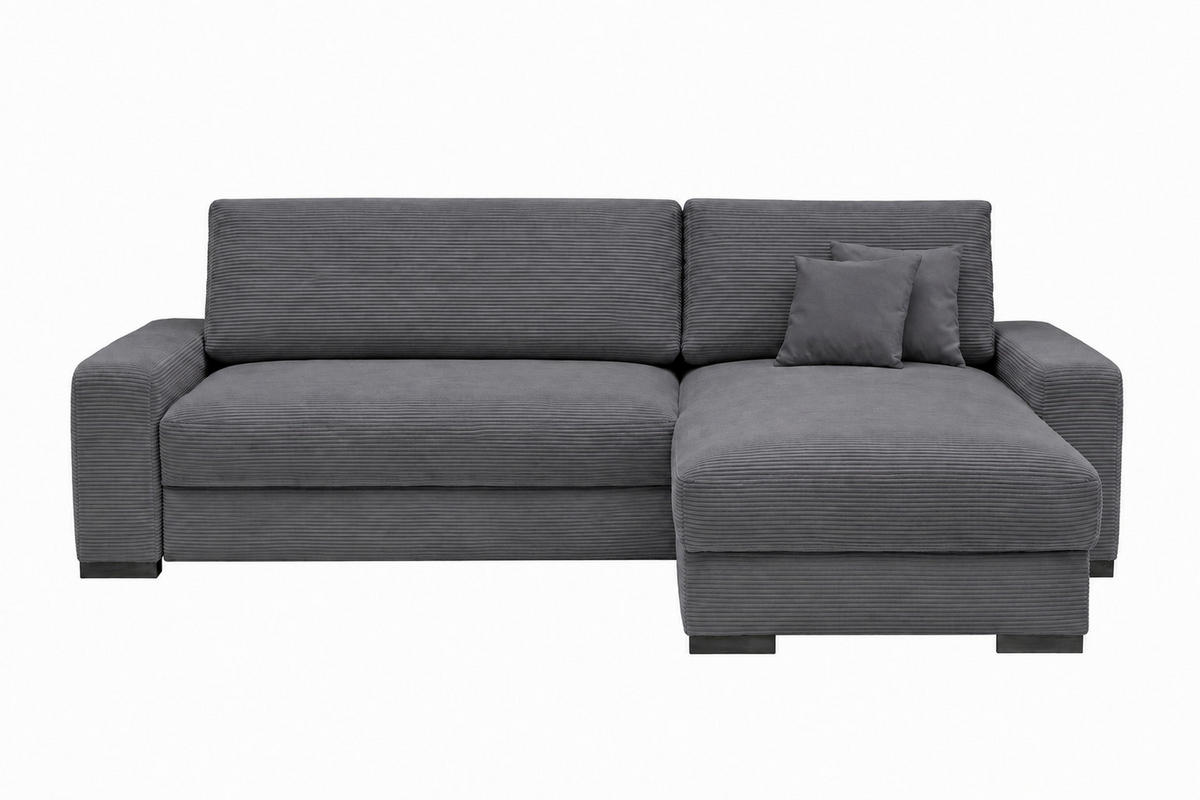ECKSOFA  Cord Anthrazit  - Anthrazit/Schwarz, Basics, Holz/Holzwerkstoff (264/184cm) - MID.YOU