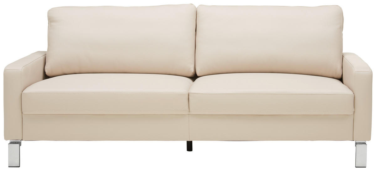 HÁROMÜLÉSES KANAPÉ bőr bézs  - bézs/krómszínű, Design, bőr (204/81/97cm) - Pure Home Lifestyle