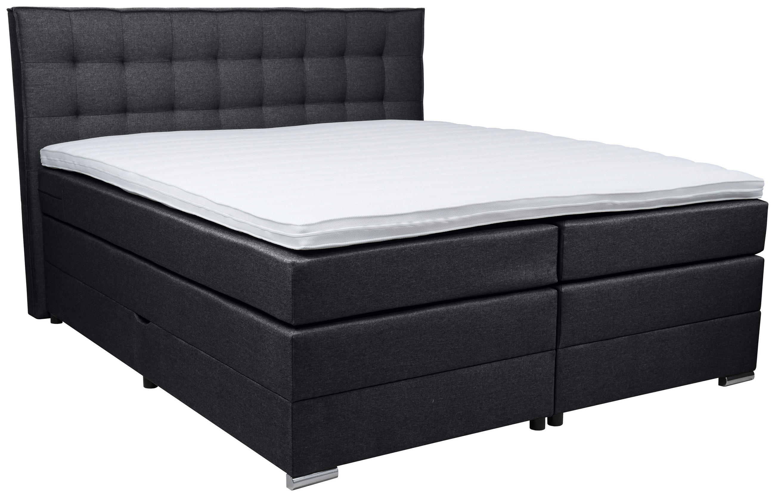 BOXSPRINGBETT 180/200 cm  in Blau  - Chromfarben/Anthrazit, KONVENTIONELL, Kunststoff/Textil (180/200cm) - Boxxx