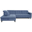 ECKSOFA in Webstoff Blau  216/297 cm  - Blau/Schwarz, Design, Holz/Textil (216/297cm) - Xora