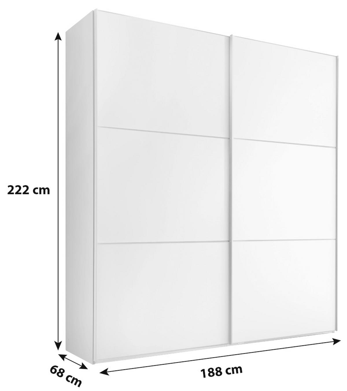 GARDEROB MED SKJUTDÖRRAR 188/222/68 cm 2-dörrar - vit/aluminiumfärg, Modern, trämaterial (188/222/68cm) - MID.YOU