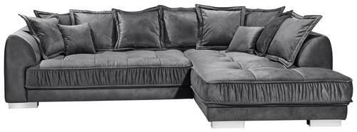 ECKSOFA Anthrazit Mikrovelours  - Anthrazit/Dunkelbraun, Basics, Kunststoff/Textil (194/308cm) - MID.YOU