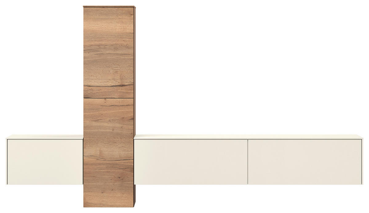 WOHNWAND  in Eichefarben, Magnolie  282/160/37 cm  - Eichefarben/Magnolie, Design, Holzwerkstoff (282/160/37cm) - Celina Home