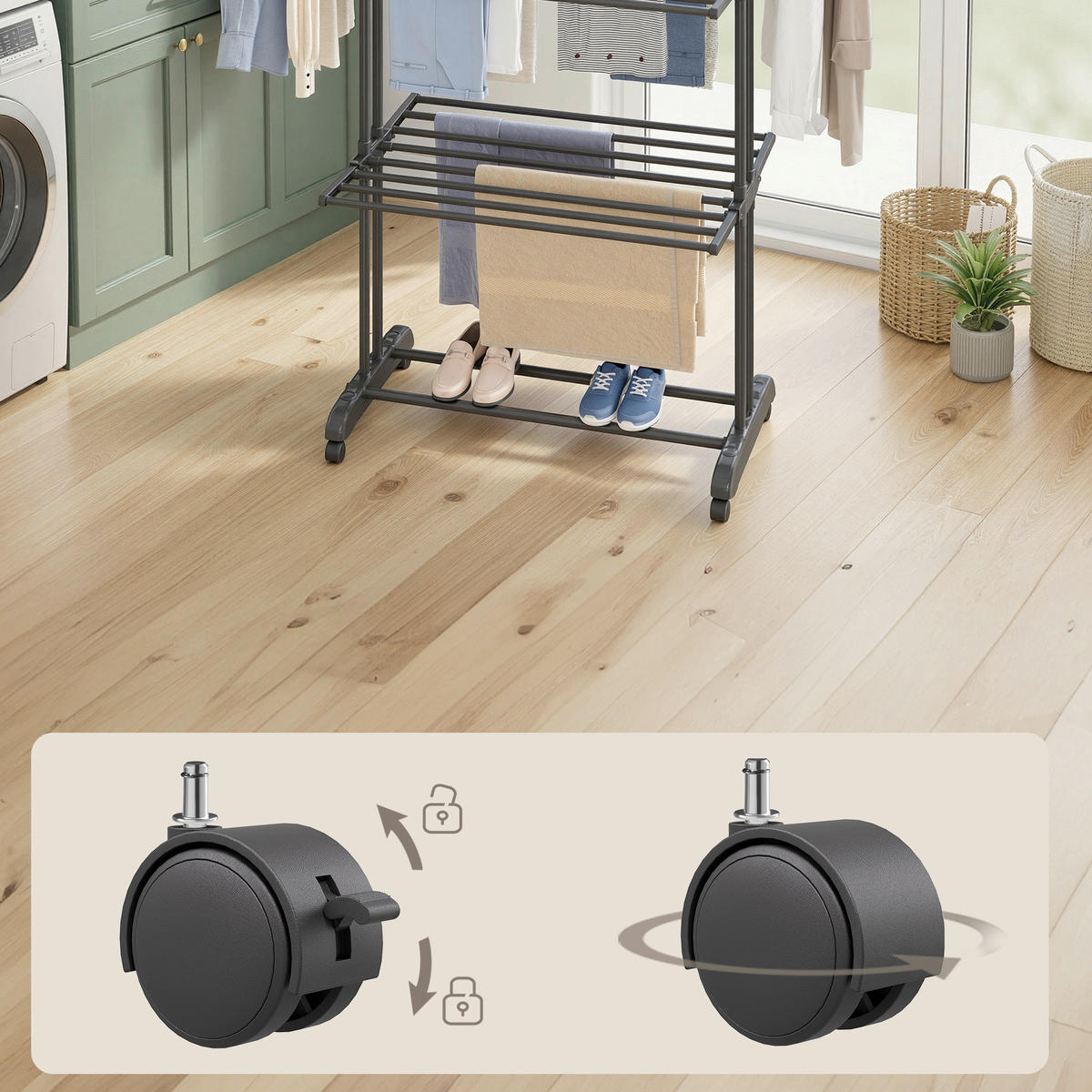 KLEIDERSTÄNDER in Schwarz 128/173/49 cm   - Schwarz, Trend, Kunststoff/Metall (128/173/49cm) - Boxxx