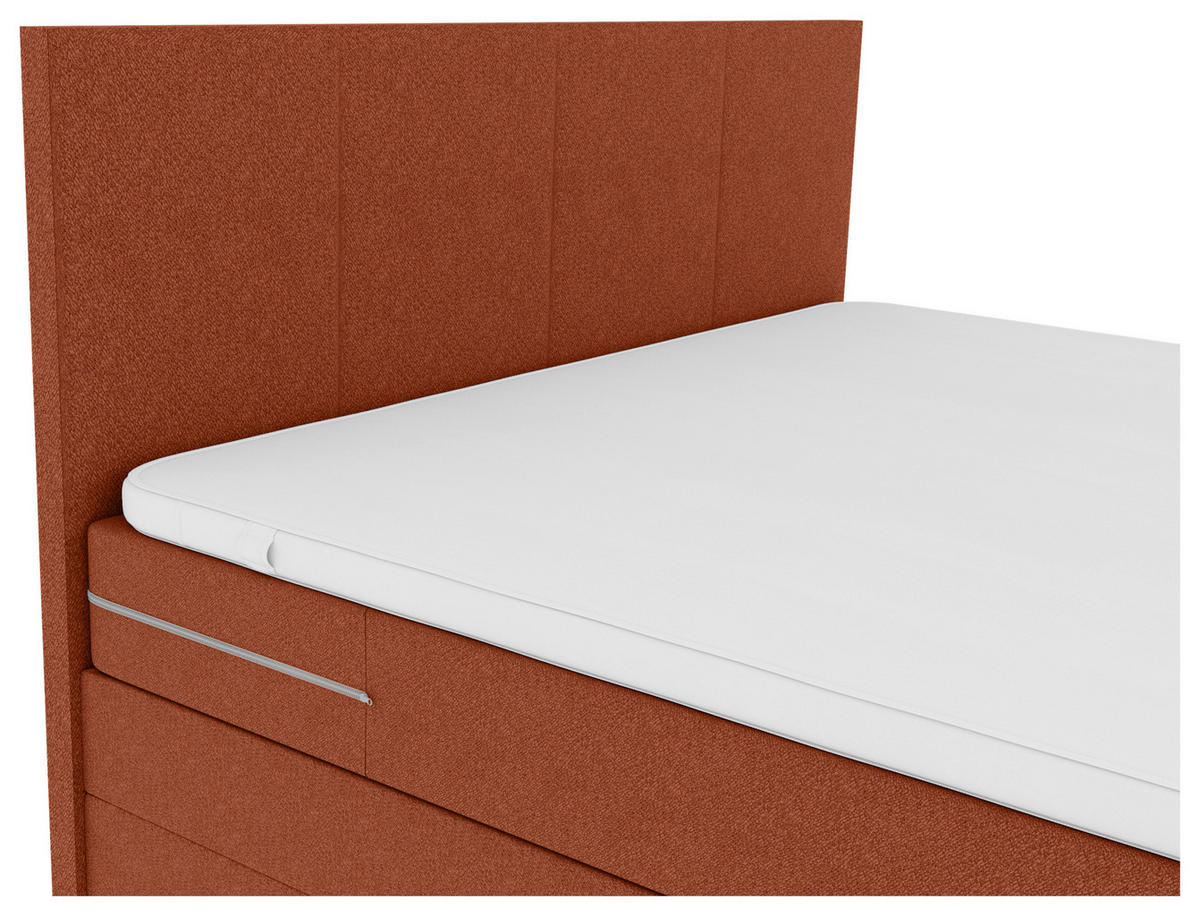BOXSPRINGBETT 200/200 cm,  in Rostfarben, Bettkasten, Topper, Matratzen, H3 = fest  - Chromfarben/Rostfarben, KONVENTIONELL, Kunststoff/Textil (200/200cm) - Boxxx
