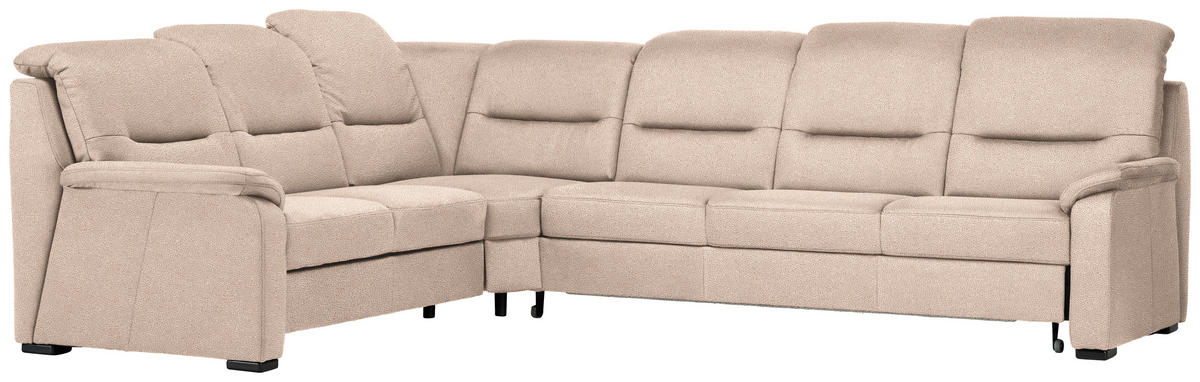 ECKSOFA in Mikrofaser Beige  245/303 cm  - Beige/Schwarz, KONVENTIONELL, Holz/Textil (245/303cm) - Beldomo Comfort