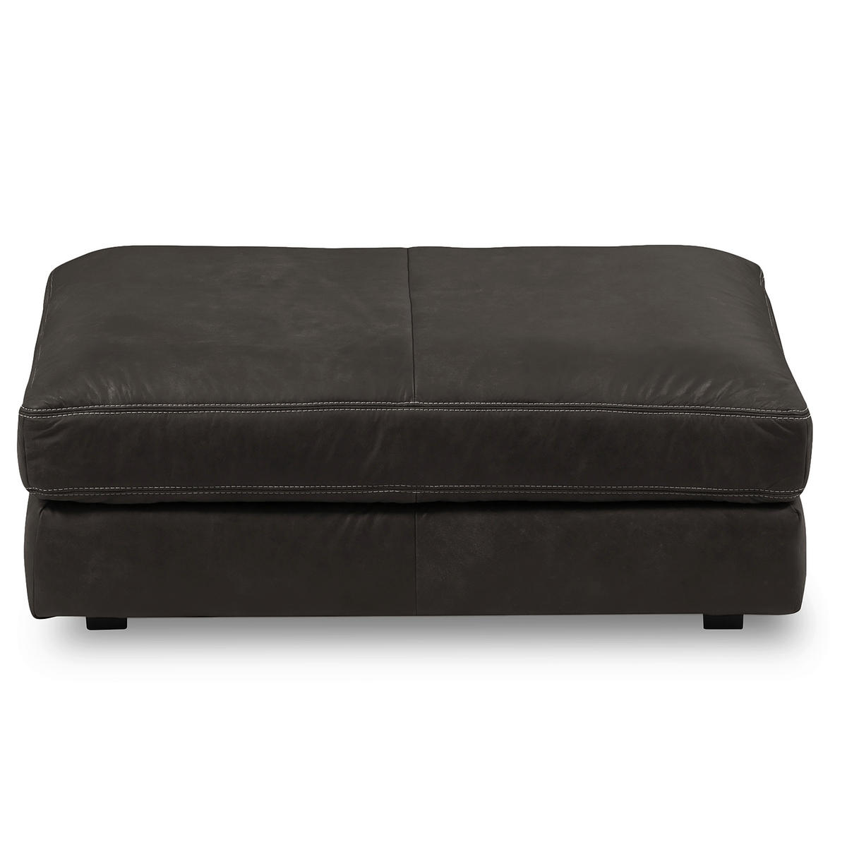HOCKER in Leder Dunkelgrau  - Dunkelgrau/Beige, Design, Leder/Kunststoff (123/45/93cm) - Livetastic