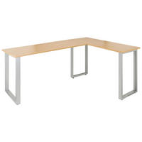 ECKSCHREIBTISCH 165/120/75 cm  in Silberfarben, Buchefarben  - Silberfarben/Buchefarben, Basics, Holzwerkstoff/Metall (165/120/75cm) - MID.YOU