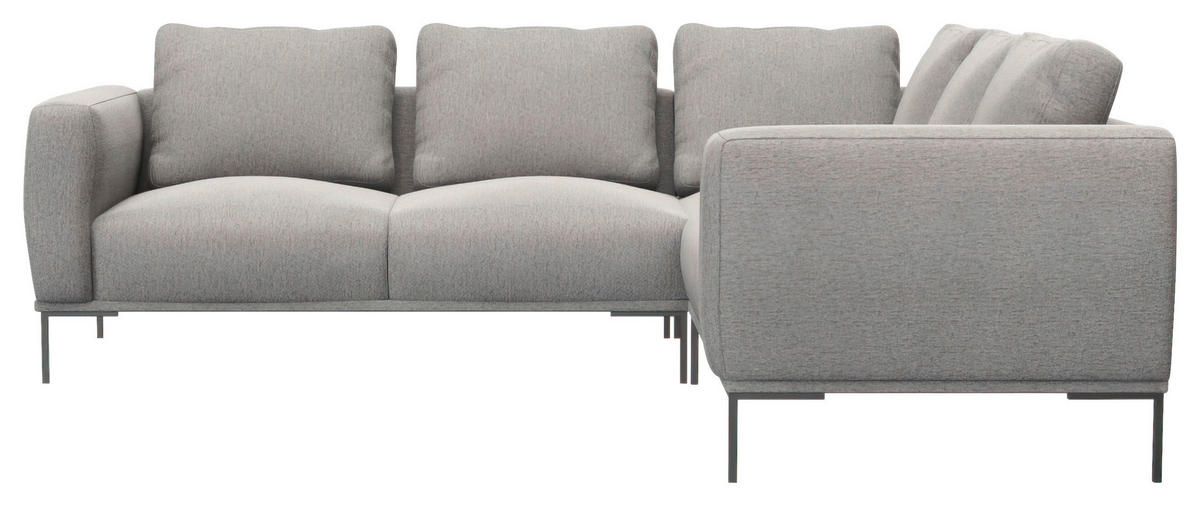 ECKSOFA Grau Webstoff, Flachgewebe  - Schwarz/Grau, Design, Textil/Metall (252/219cm) - Livetastic
