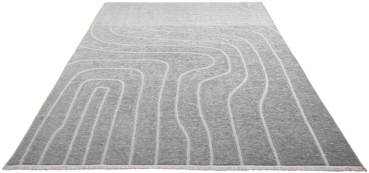 FLACHWEBETEPPICH  Wohnzimmer 80/150 cm Olivia Grau, Weiß rechteckig  - Weiß/Grau, LIFESTYLE, Textil (80/150cm) - Novel