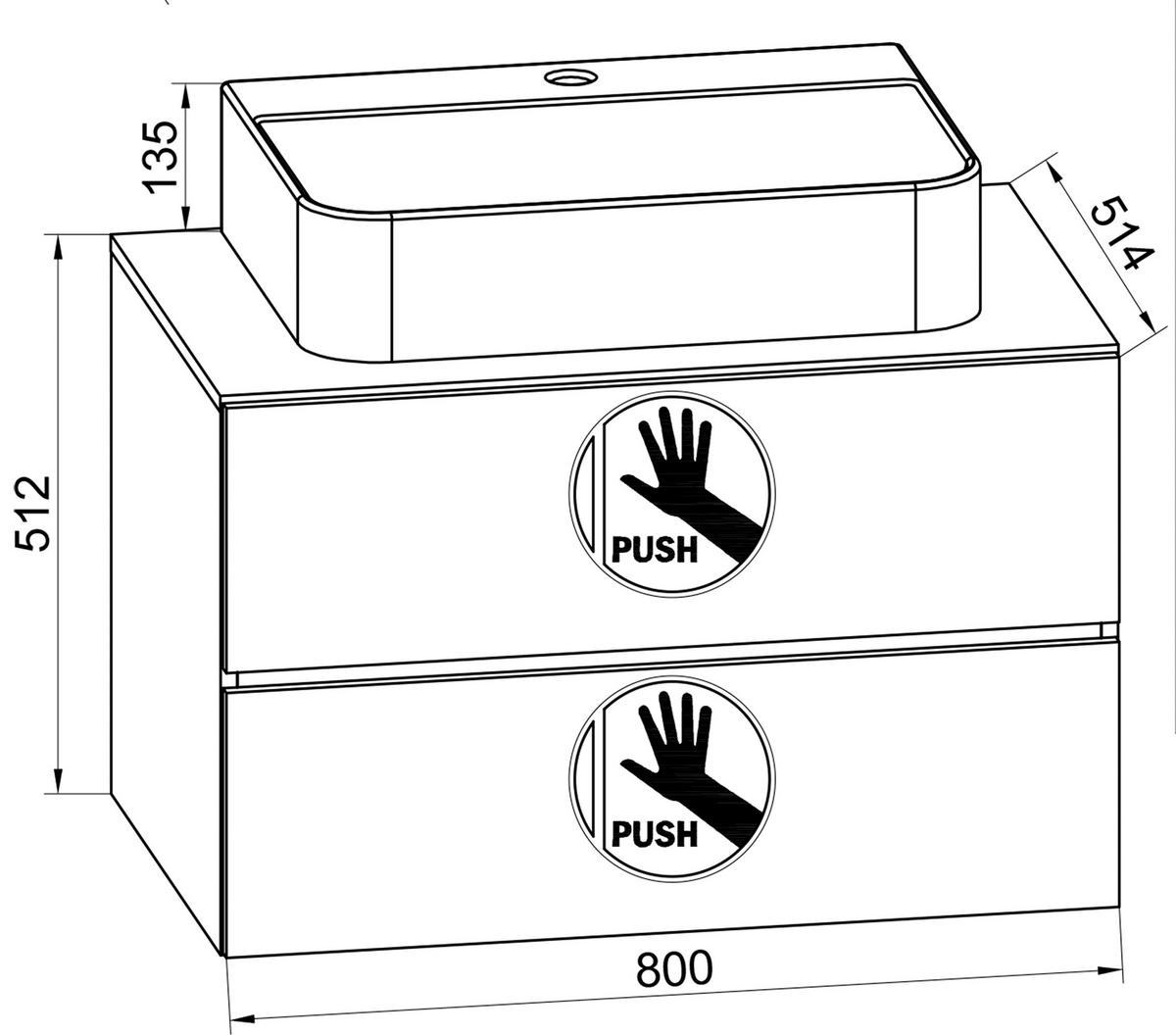 WASCHTISCHKOMBI 81 cm  - Honigeiche/Schwarz, MODERN, Keramik/Holzwerkstoff (81cm) - MID.YOU