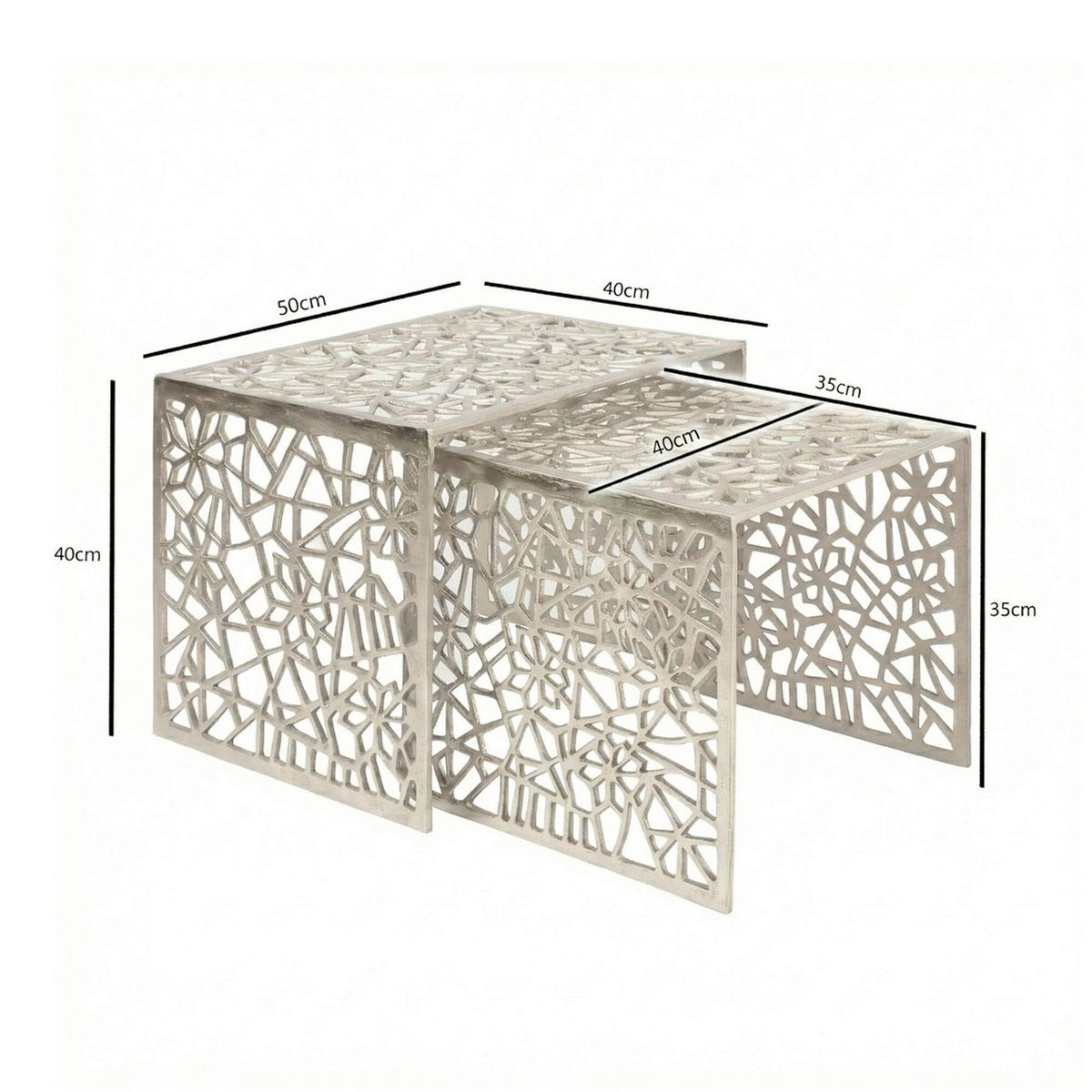 Set De Măsuțe Suprapuse din metal, 50/40/40/35/40/35 cm - argintiu, Design, metal (50/40/40/35/40/35cm) - MID.YOU