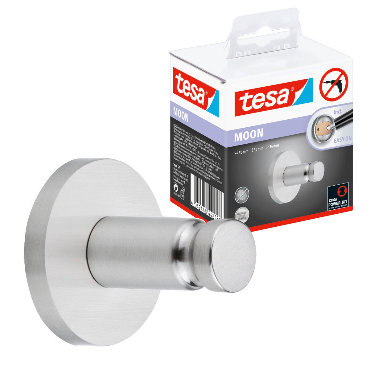 HANDTUCHHAKEN - Edelstahlfarben, Basics, Metall (36,8/36,8/35,5cm) - Tesa