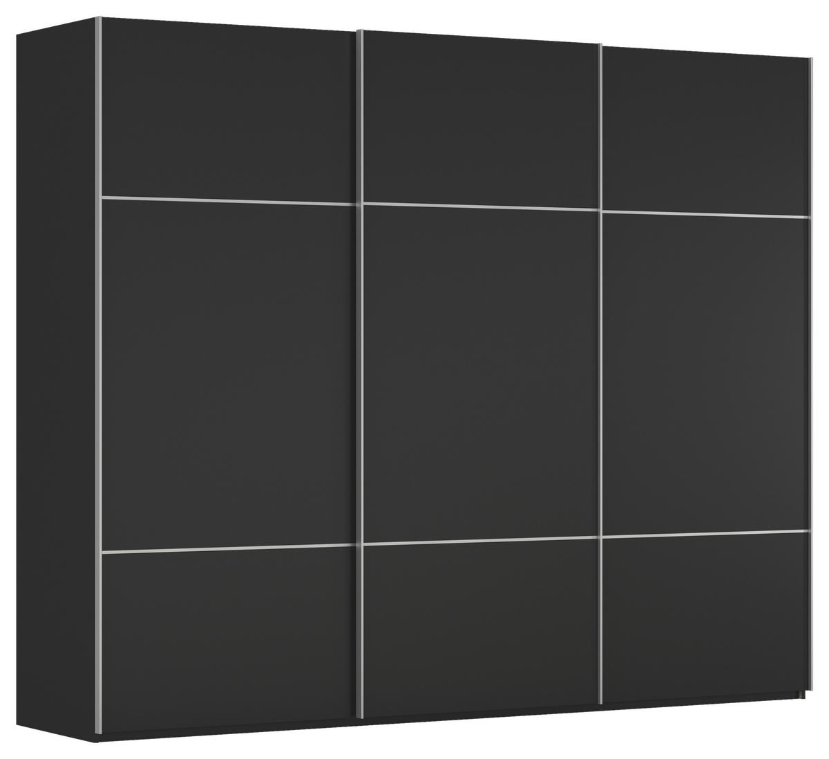 SCHWEBETÜRENSCHRANK 242/223/68 cm 3-türig Schwarz  - Alufarben/Schwarz, KONVENTIONELL, Holzwerkstoff/Metall (242/223/68cm) - Novel