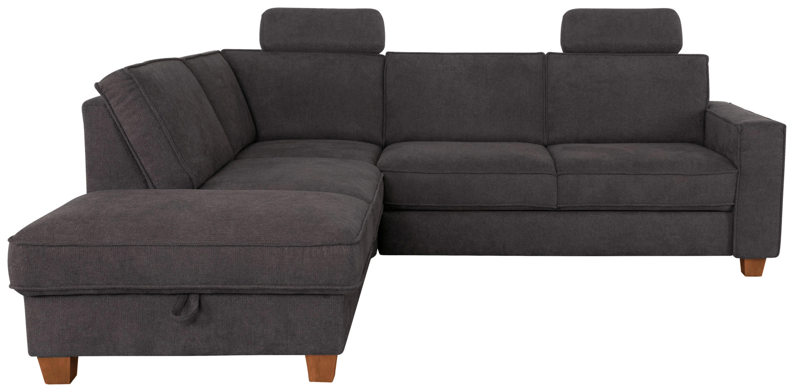ECKSOFA Dunkelgrau Flachgewebe  - Eichefarben/Dunkelgrau, KONVENTIONELL, Holz/Textil (213/236cm) - Sit & More