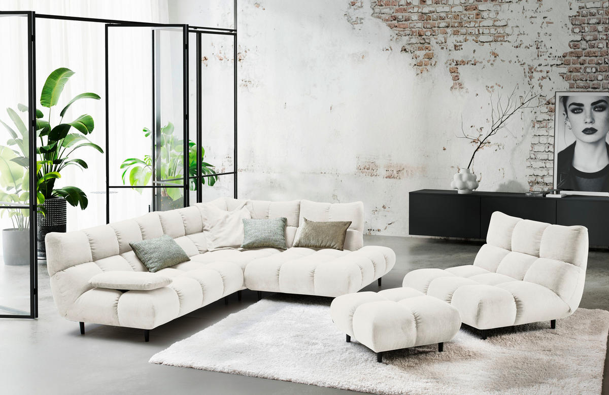 SESSEL in Feincord Weiß  - Schwarz/Weiß, Design, Holz/Textil (112/85/108cm) - Pure Home Lifestyle