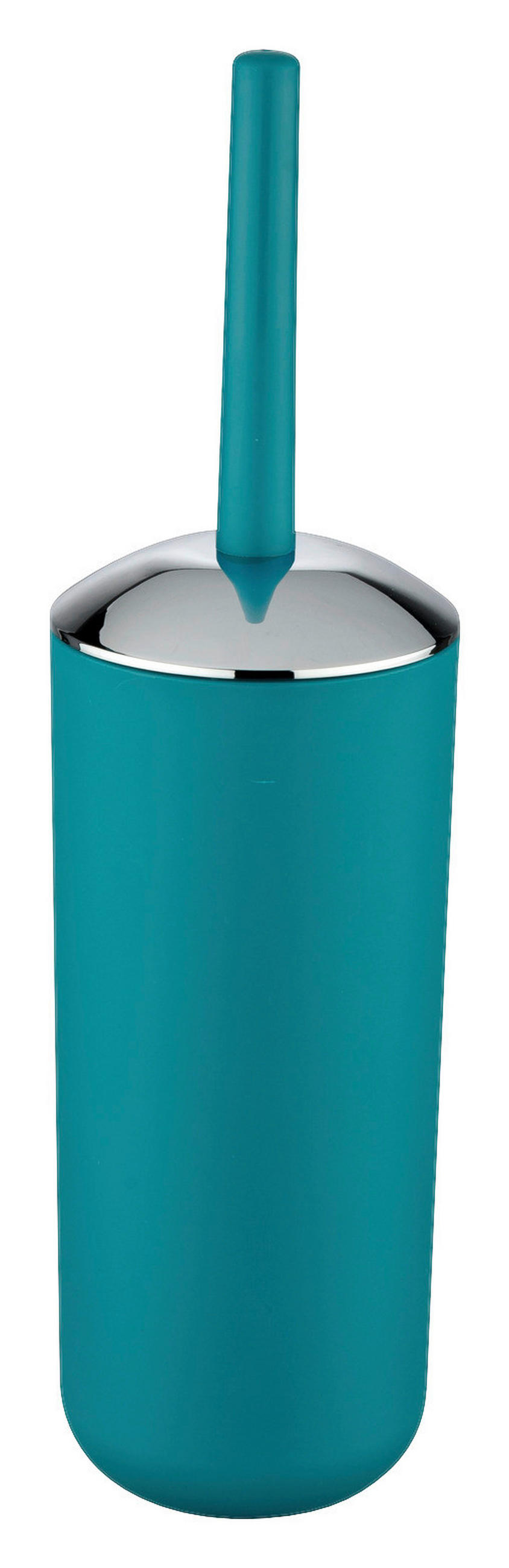 WC-BÜRSTENGARNITUR - Silberfarben/Petrol, Basics, Kunststoff (10/37cm) - Wenko