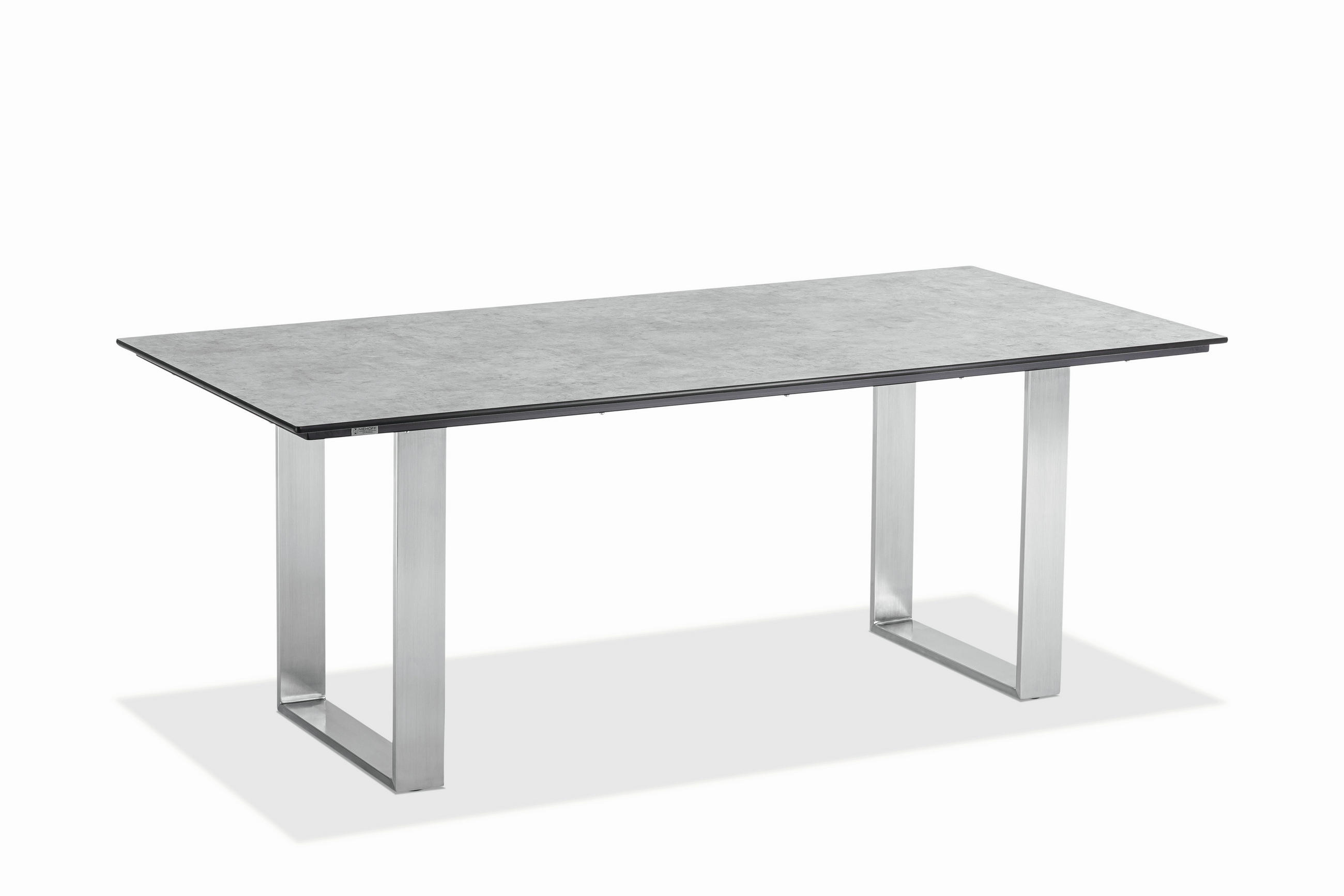 GARTENTISCH Kunststoff Grau, Edelstahlfarben rechteckig  - Edelstahlfarben/Grau, Design, Kunststoff/Metall (160/95/76cm)