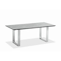 GARTENTISCH 160/95/76 cm Kunststoff Grau, Edelstahlfarben rechteckig  - Edelstahlfarben/Grau, Design, Kunststoff/Metall (160/95/76cm)