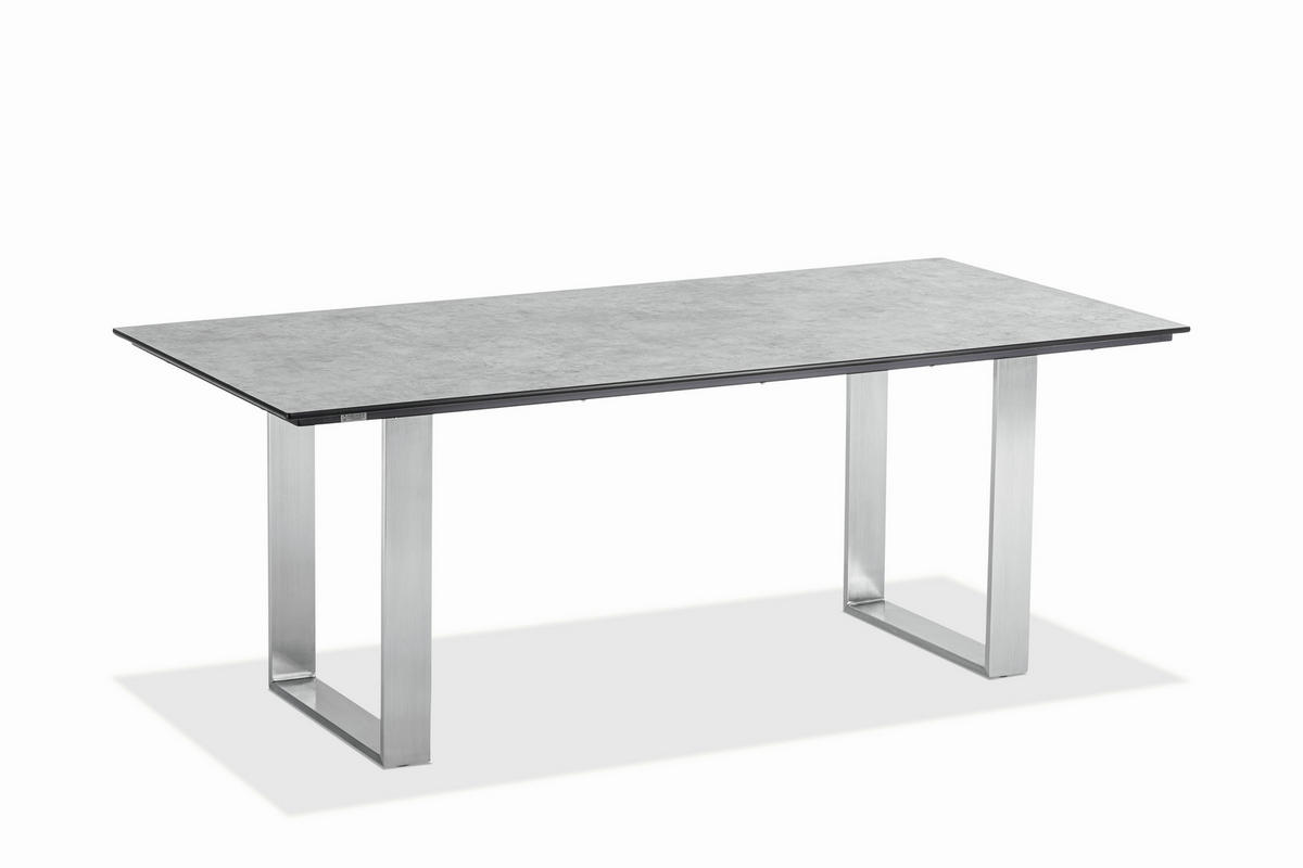 GARTENTISCH 160/95/76 cm Kunststoff Grau, Edelstahlfarben rechteckig  - Edelstahlfarben/Grau, Design, Kunststoff/Metall (160/95/76cm)