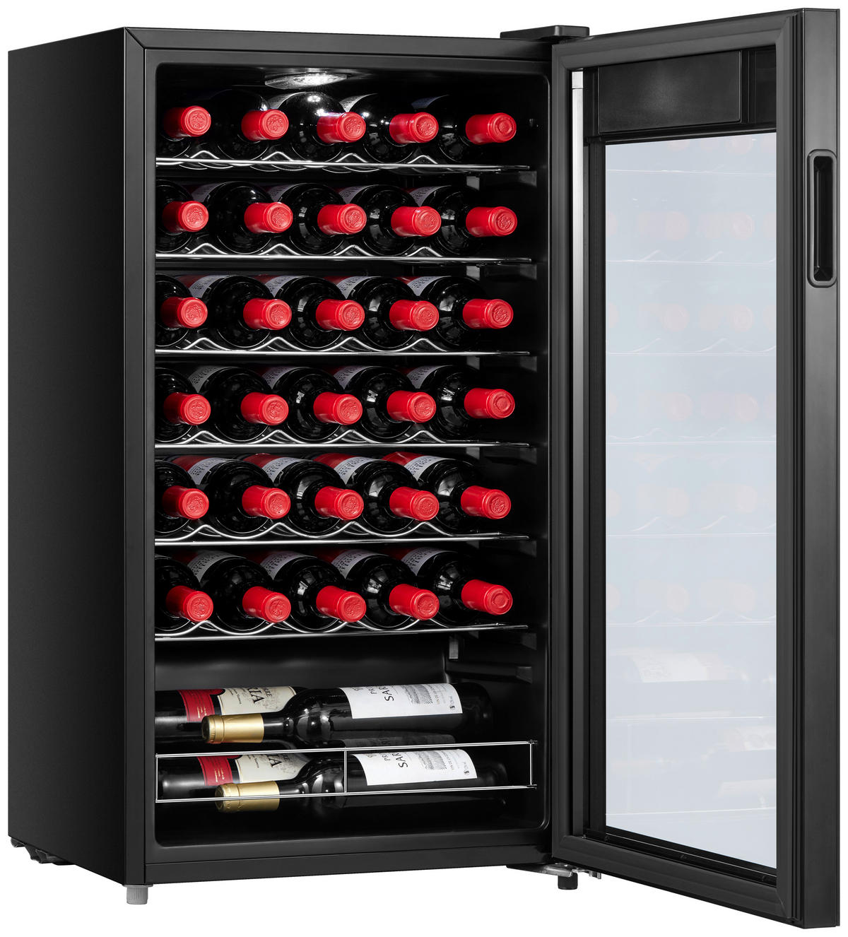 WEINKÜHLSCHRANK WKS 1-40, 500033  - Schwarz, Basics, Glas/Kunststoff (47/84,5cm) - Silva Schneider