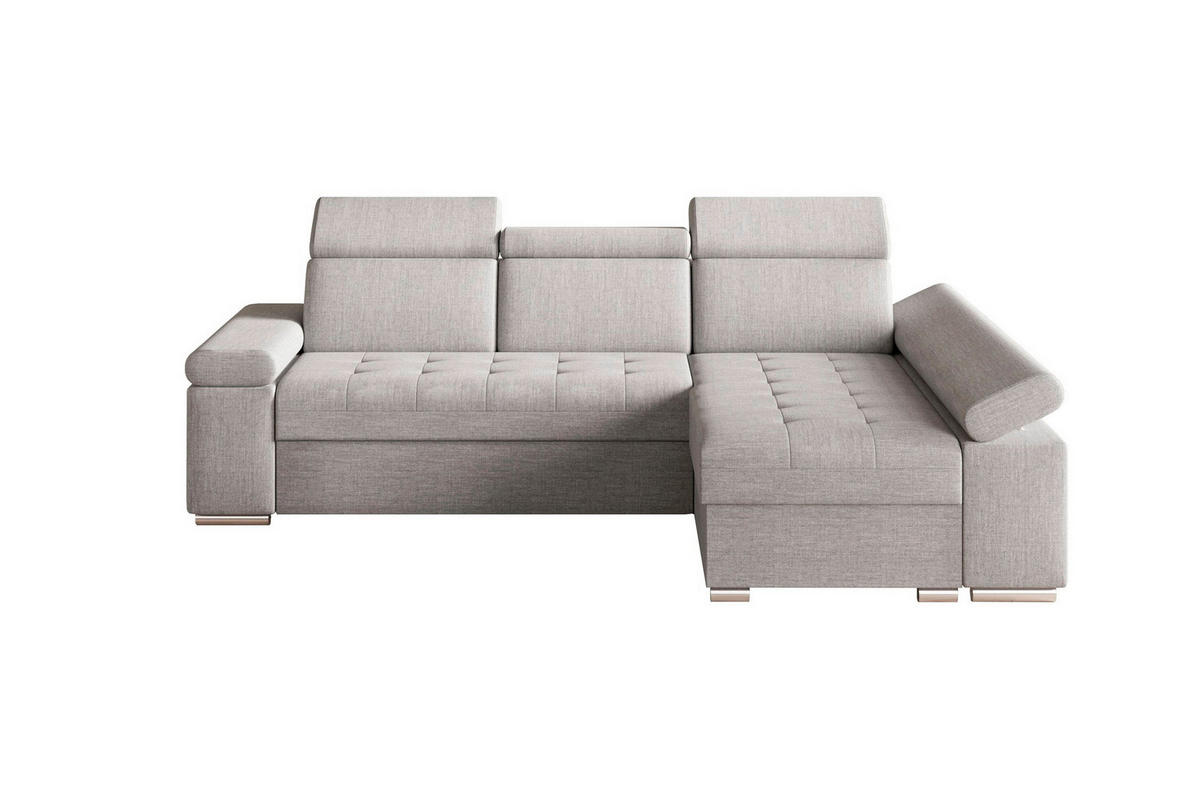 ECKSOFA TORONTO in Webstoff Hellgrau  - Silberfarben/Hellgrau, Design, Kunststoff/Textil (260/168cm) - MID.YOU